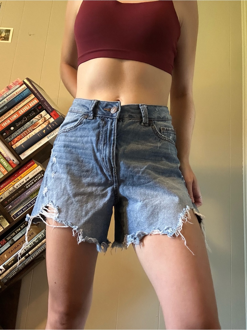 Rewash Distressed Light Blue Denim Jean Shorts